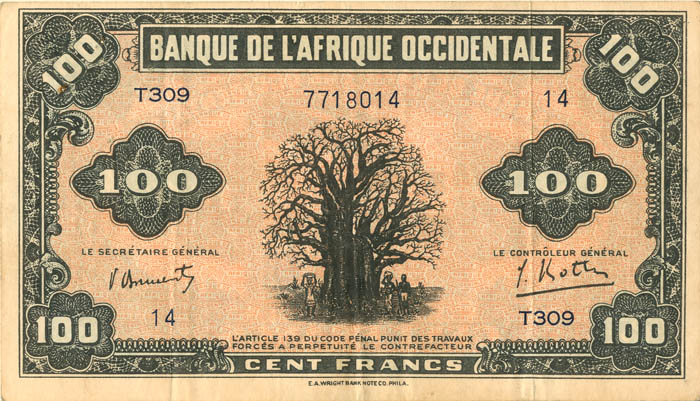 French West Africa P-31a - Foreign Paper Money